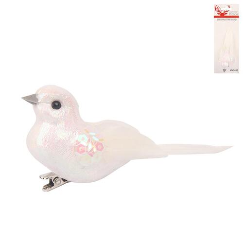 White Bird with Feathered Tail Ornament