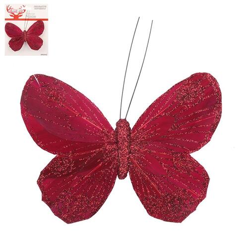 Butterfly Clip Burgundy With Glitter 115mm