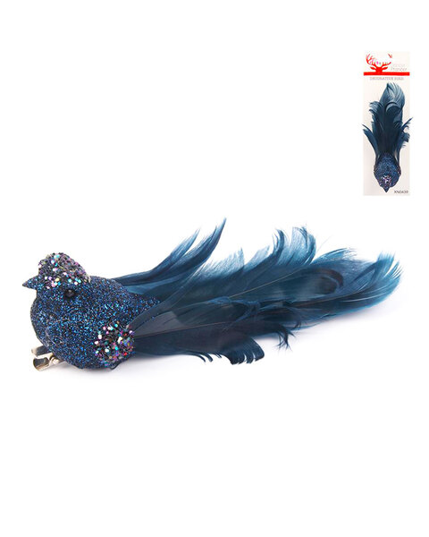 Blue Bird with Feathered Tail Ornament