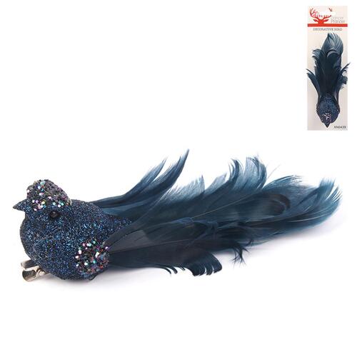 Blue Bird with Feathered Tail Ornament