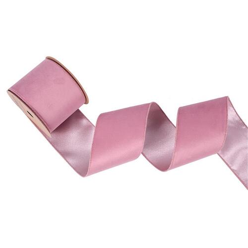 Pink Velour Double Sided Wire Edge Ribbon 10m