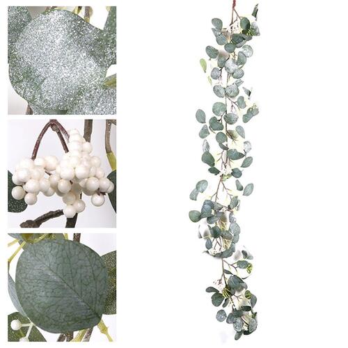 Green Garland With White Berrys 1.3m