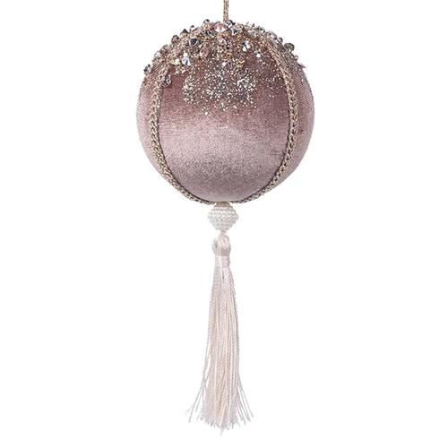 Christmas Baubles Taupe Velvet With Tassel 250mm