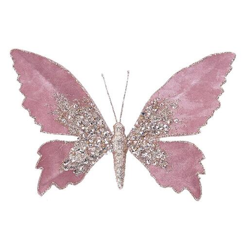 Butterfly Clip Dusty Pink With Glitter 200mm