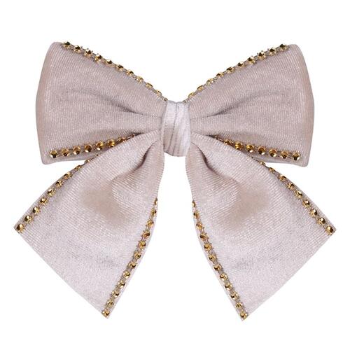 Christmas Tree Bow Taupe Velour - 2 Pack