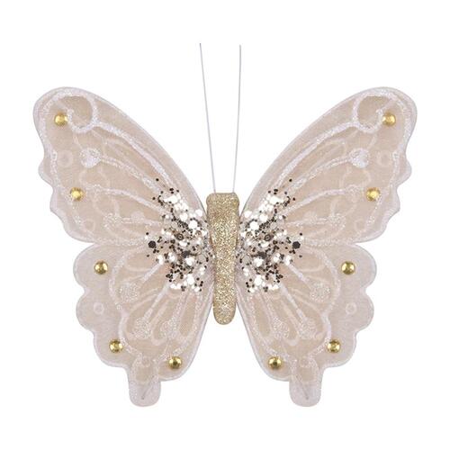 Butterfly Clip Ivory With Champagne Glitter 150mm