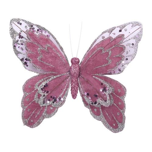 Butterfly Clip Pink With Glitter 200mm