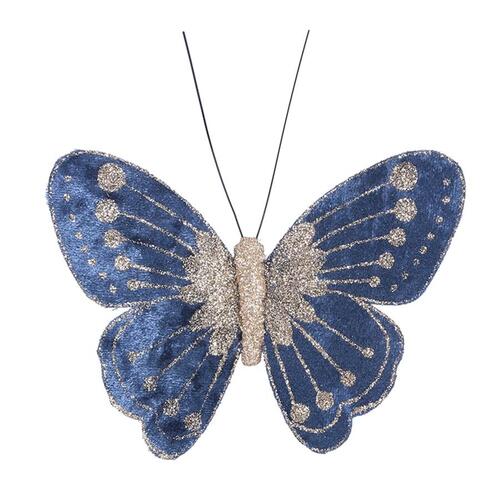 Butterfly Clip BLUE Velour 110mm