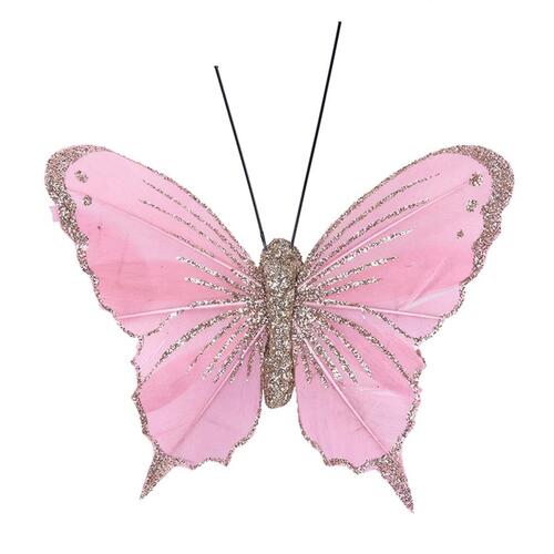 Butterfly Clip Pink With Glitter 100mm