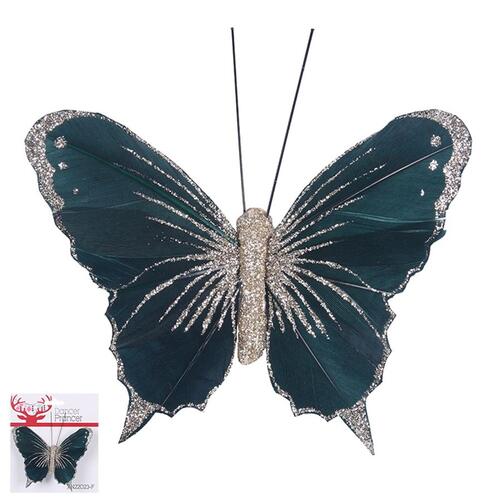 Butterfly Clip Dark Teal With Glitter 100mm