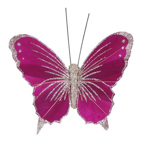 Butterfly Clip Hot Pink With Glitter 100mm