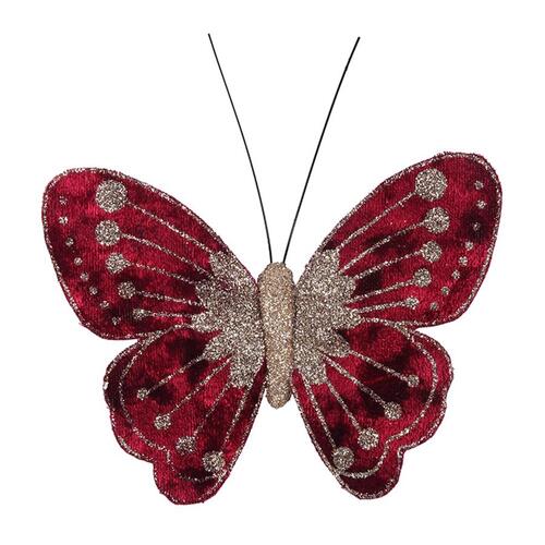 Butterfly Clip RED Velour 110mm