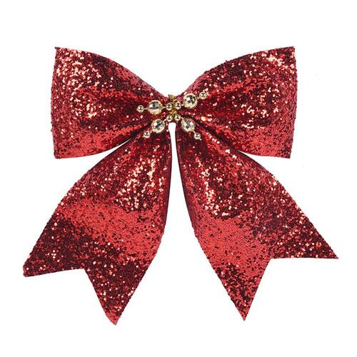 2 x Red Glitter Bows 150mm