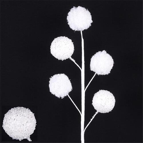 White Ball Pick Stem Flower 55cm