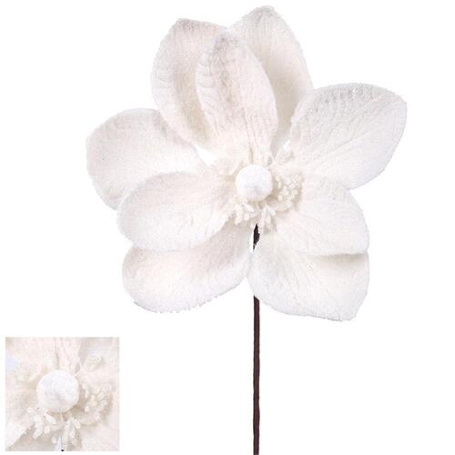 Ivory Magnolia Flower Pick 30cm