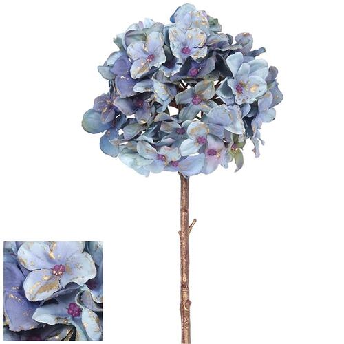 Blue Hydrangea Flower Pick With Gold Flecks 45cm