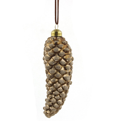 Champagne Gold Christmas Glass Pinecone 140mm