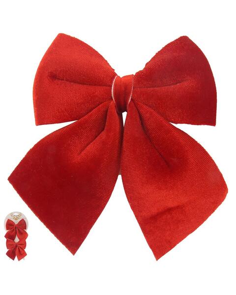 2 RED VELVET BOWS 12 x 13CM