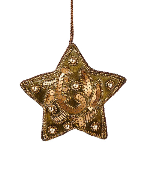 SAGE Hand Beaded Star Tree Ornament 10CM