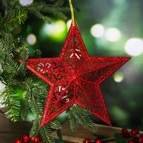 Christmas Tree Hanging star RED 25cm