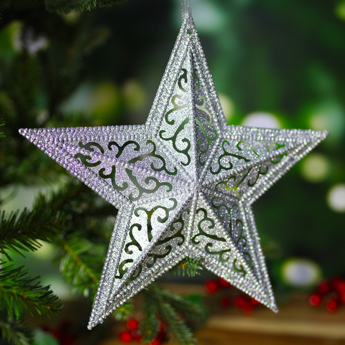 Christmas Tree Hanging star Silver 25cm