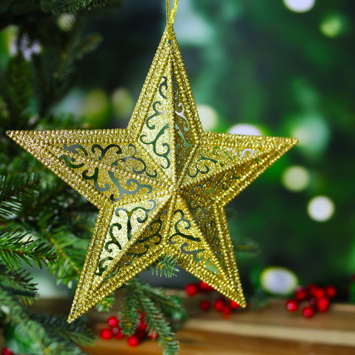 Christmas Tree Hanging star Gold 25cm